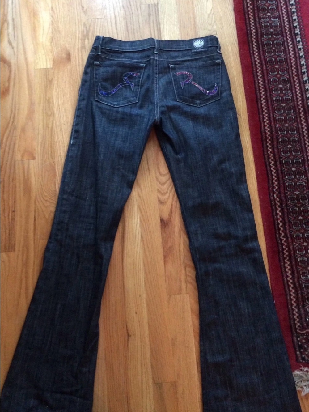 ROCK & REPUBLIC Women's Kasandra Flare Jeans w/ Diamond Detail Sz 27, Never Worn
